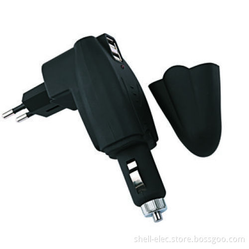 Universal USB Car/Travel Charger Kit with 110 to 240V AC Voltages, 50 or 60Hz Frequencies